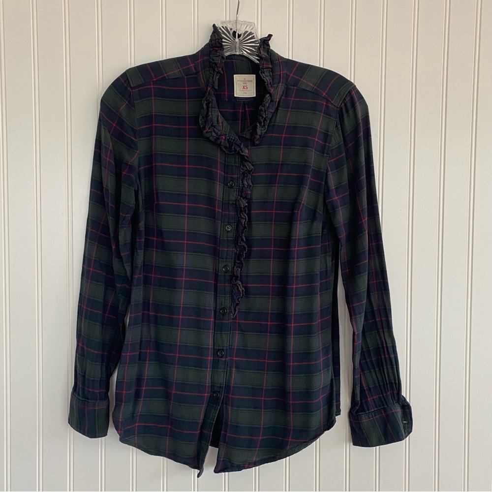 GAP Green and Red Blouse with Tailored Fit